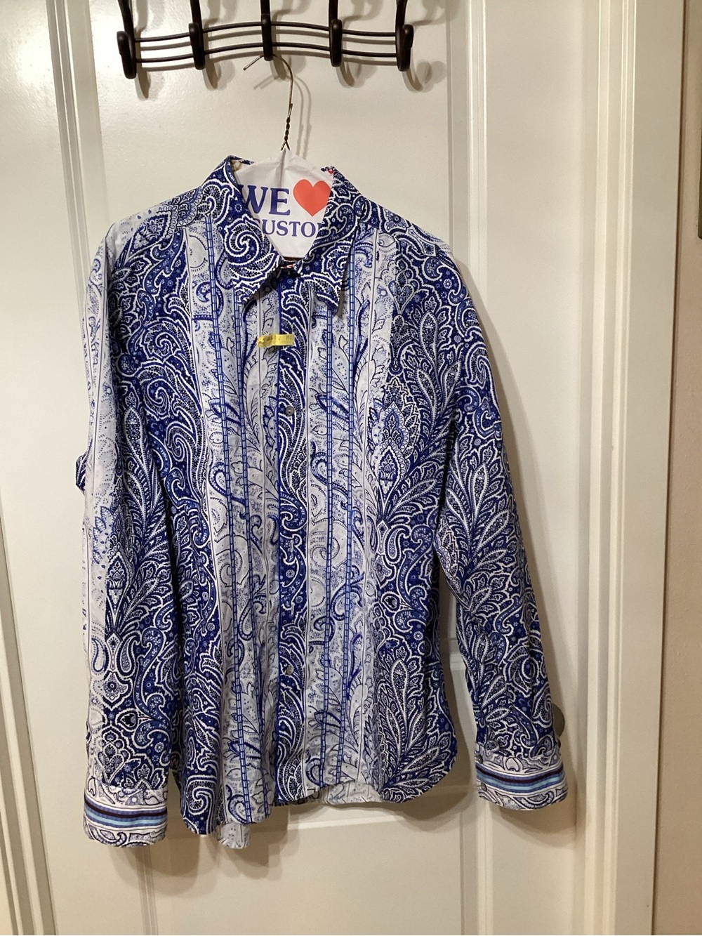 Robert Graham Blue and White Paisley Button-Down Shirt